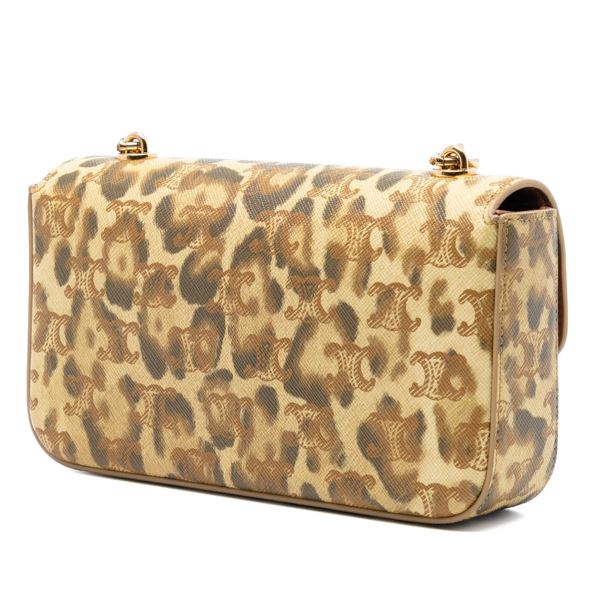 Celine Calfskin Leopard Print Claude Chain Shoulder Bag