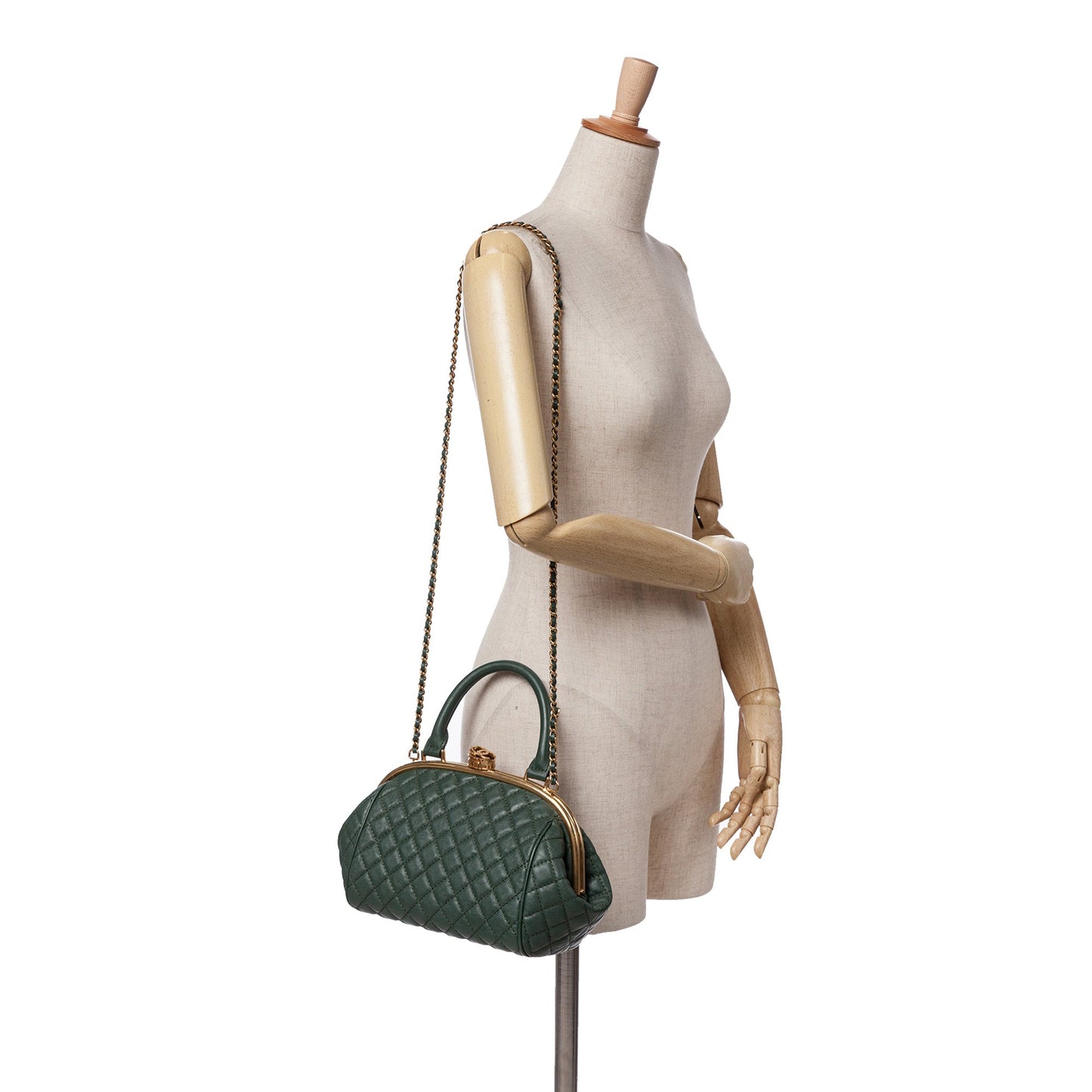 Chanel Small Quilted Calfskin Colosseum Lock Frame Bowling Bag