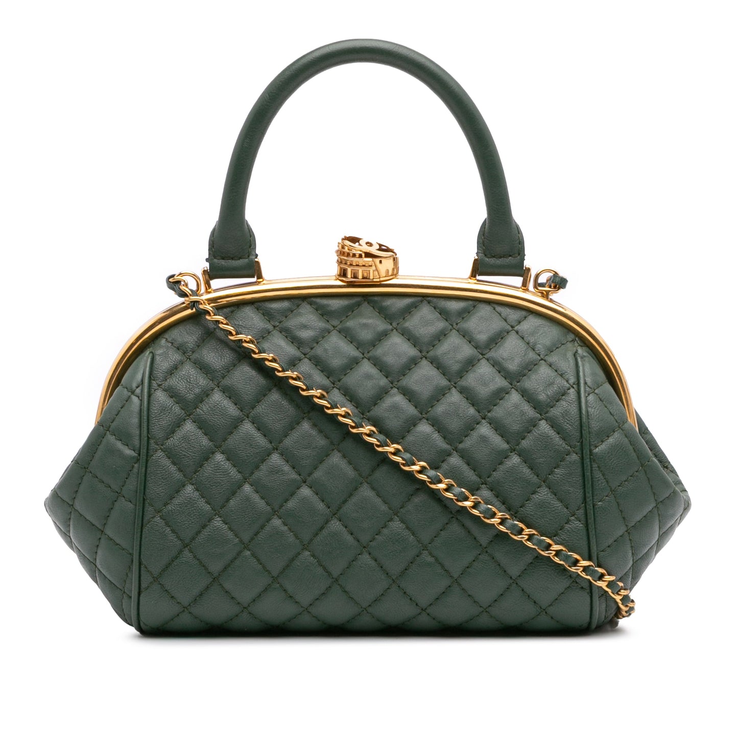 Chanel Small Quilted Calfskin Colosseum Lock Frame Bowling Bag