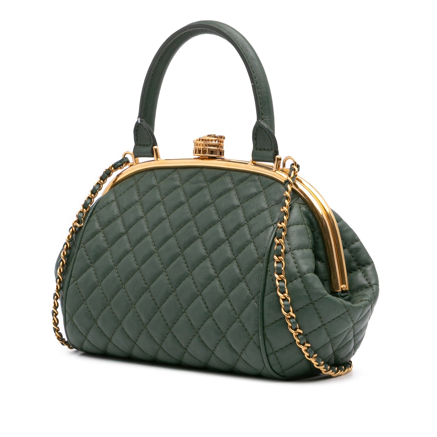 Chanel Small Quilted Calfskin Colosseum Lock Frame Bowling Bag
