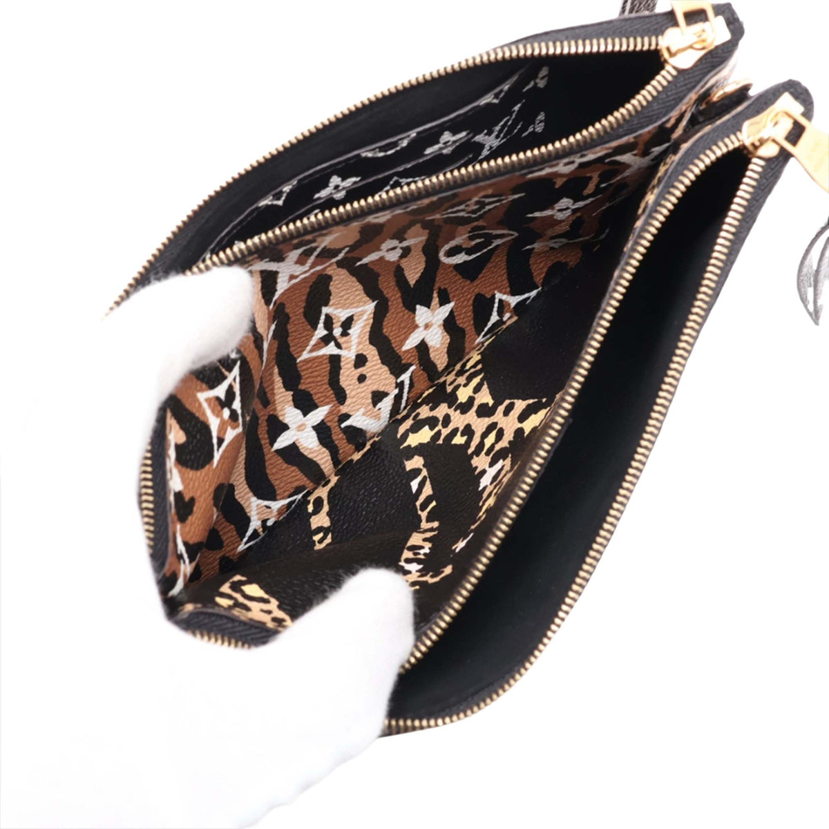 Louis Vuitton Monogram Giant Jungle Double Zip Pochette — Black
