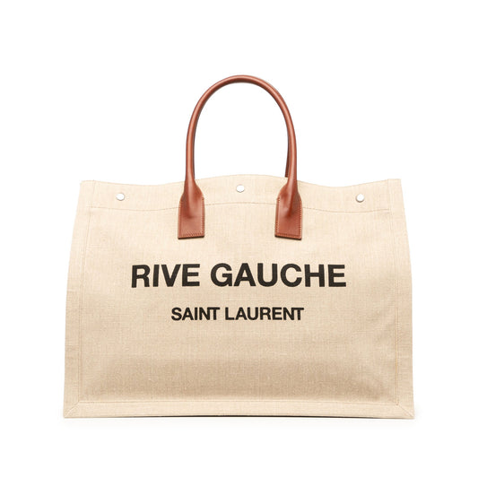 Saint Laurent Large Canvas Rive Gauche Tote — Brown