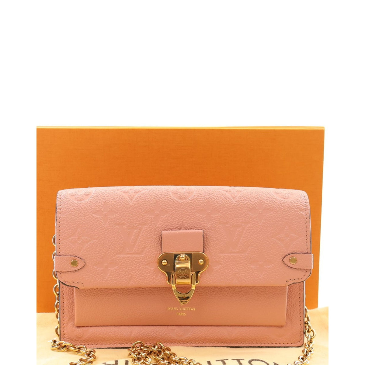 Louis Vuitton Monogram Empreinte Vavin Wallet on Chain — Pink