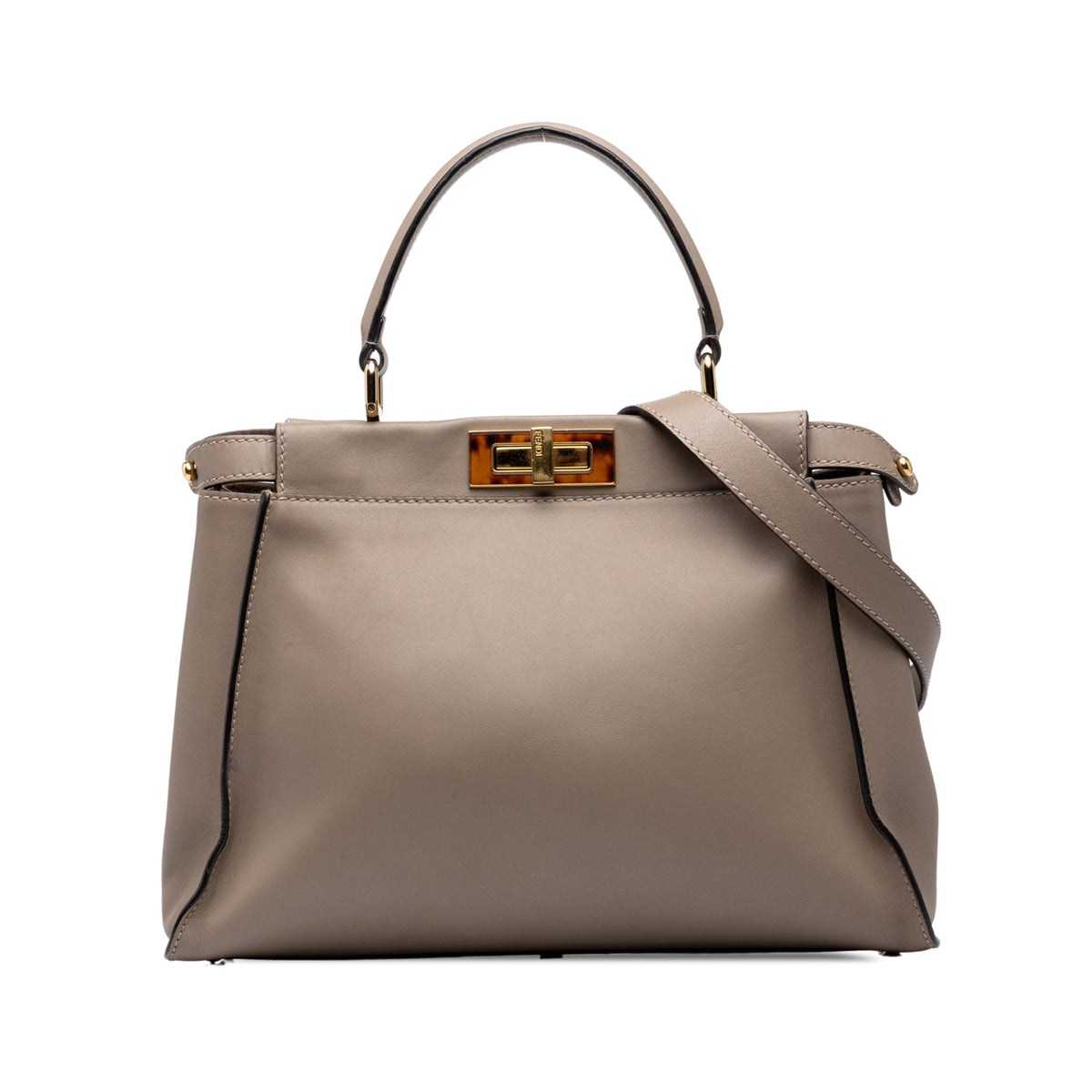 Fendi Medium Leather Peekaboo Iconic Satchel — Brown
