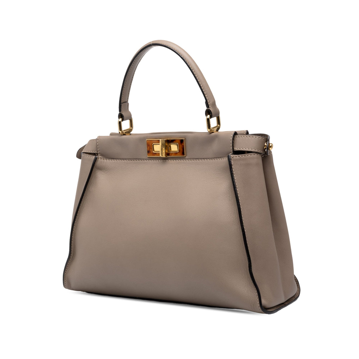 Fendi Medium Leather Peekaboo Iconic Satchel — Brown