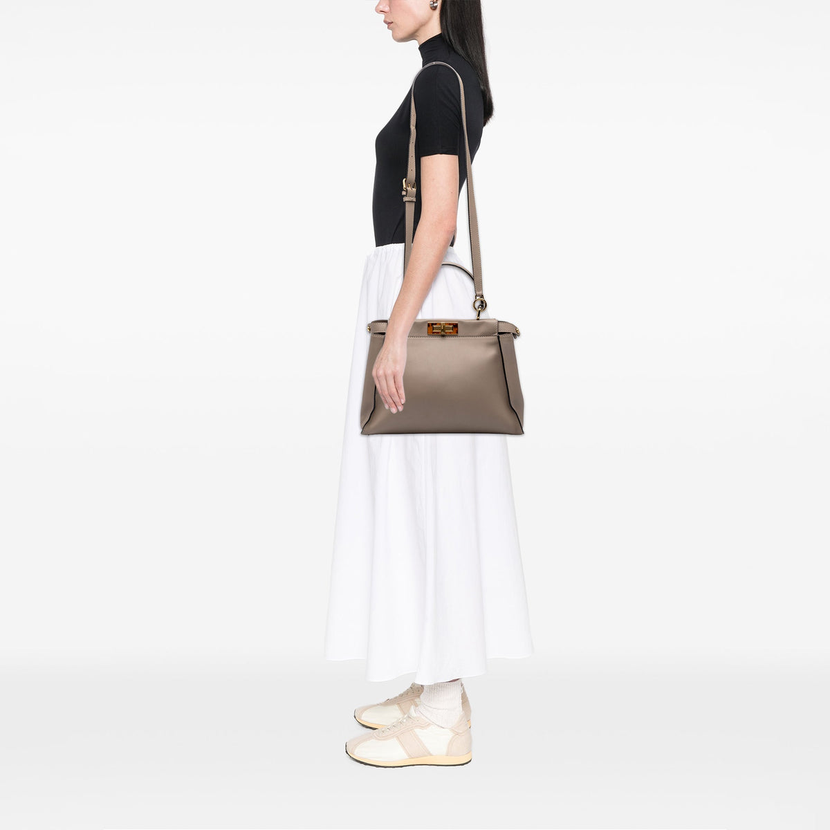 Fendi Medium Leather Peekaboo Iconic Satchel — Brown