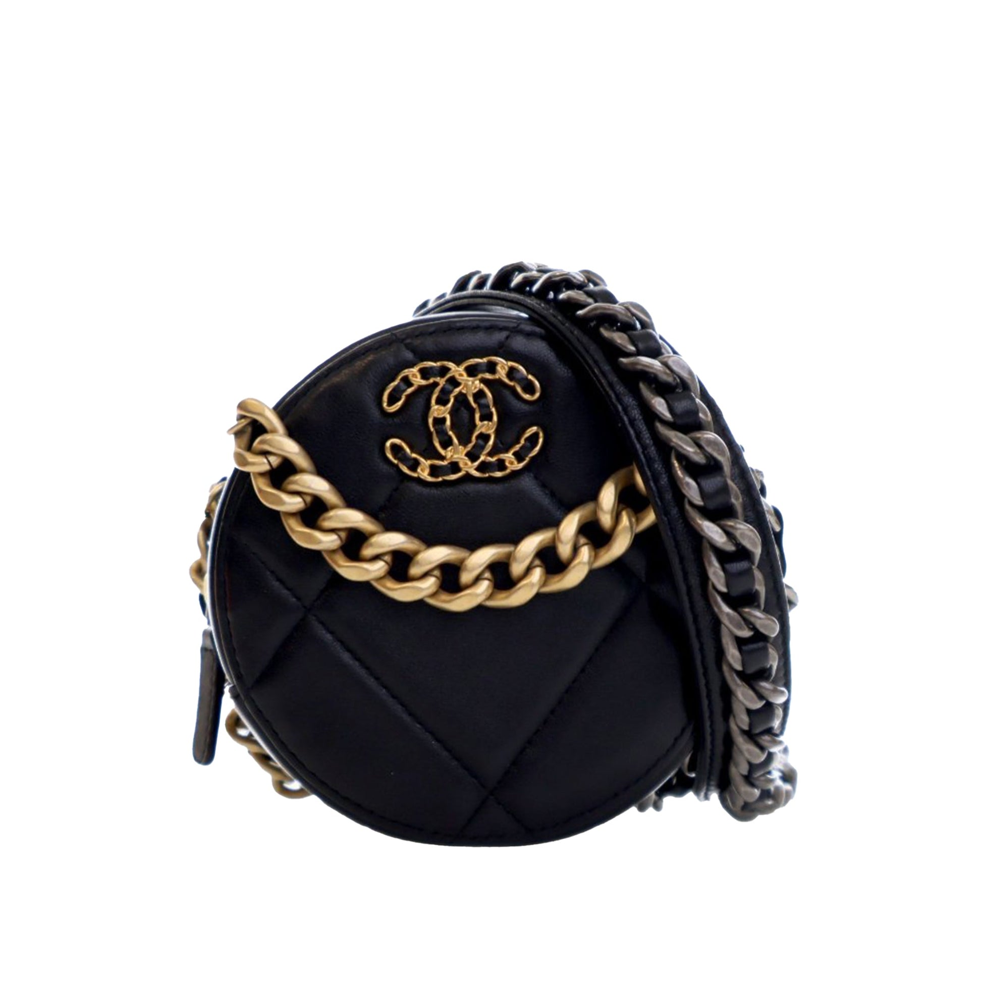 Chanel Lambskin 19 Round Clutch with Chain