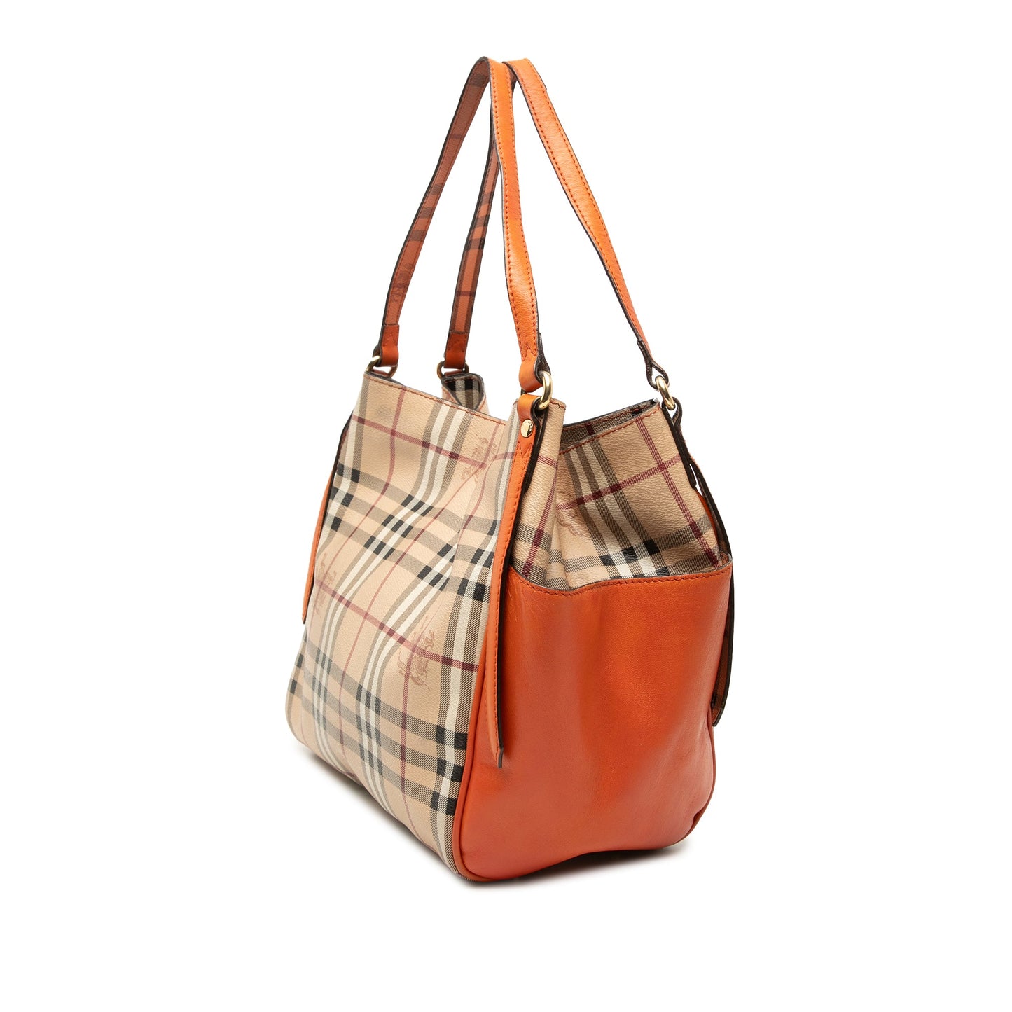 Burberry Small Leather Trimmed Haymarket Check Coated Canvas Canterbury Tote