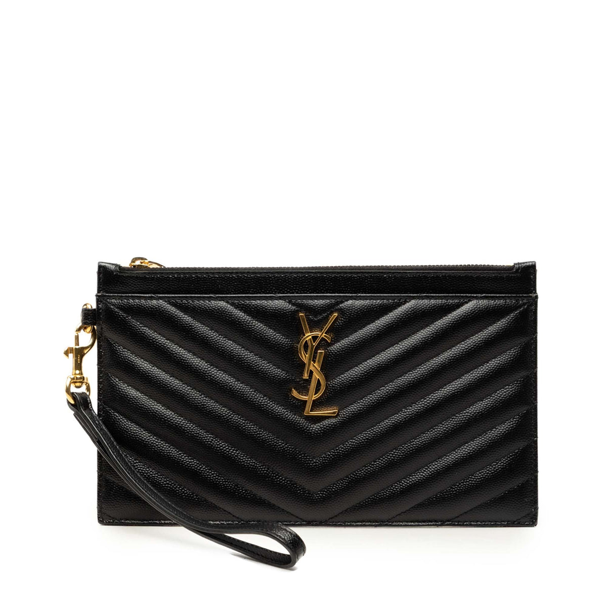 Saint Laurent Large Grain De Poudre Matelasse Cassandre Zip Pouch