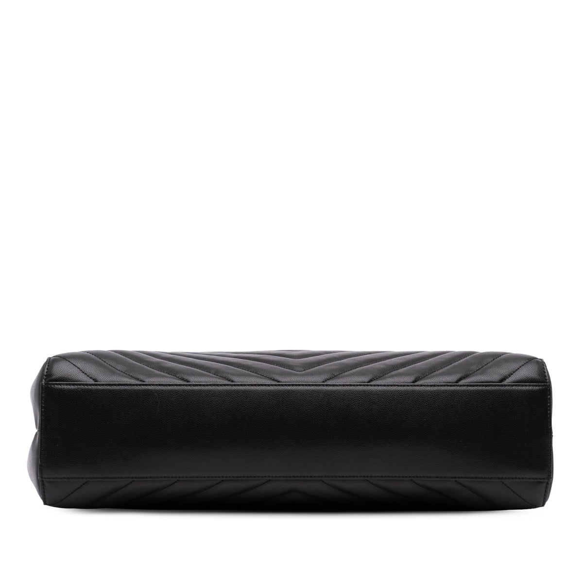 Saint Laurent Large Chevron Grain De Poudre Tribeca Shopping Tote — Black