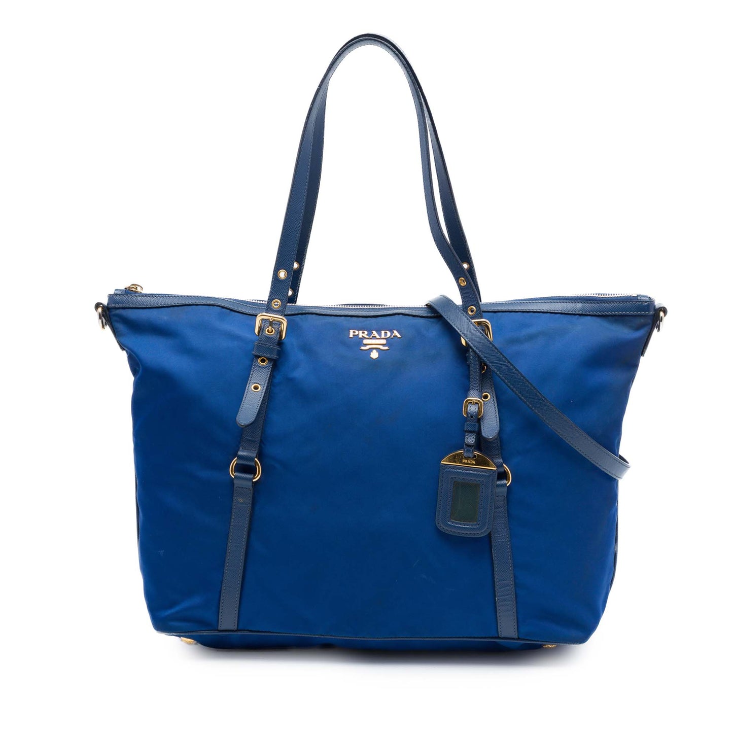Prada Saffiano Trimmed Tessuto Zip Top Convertible Tote