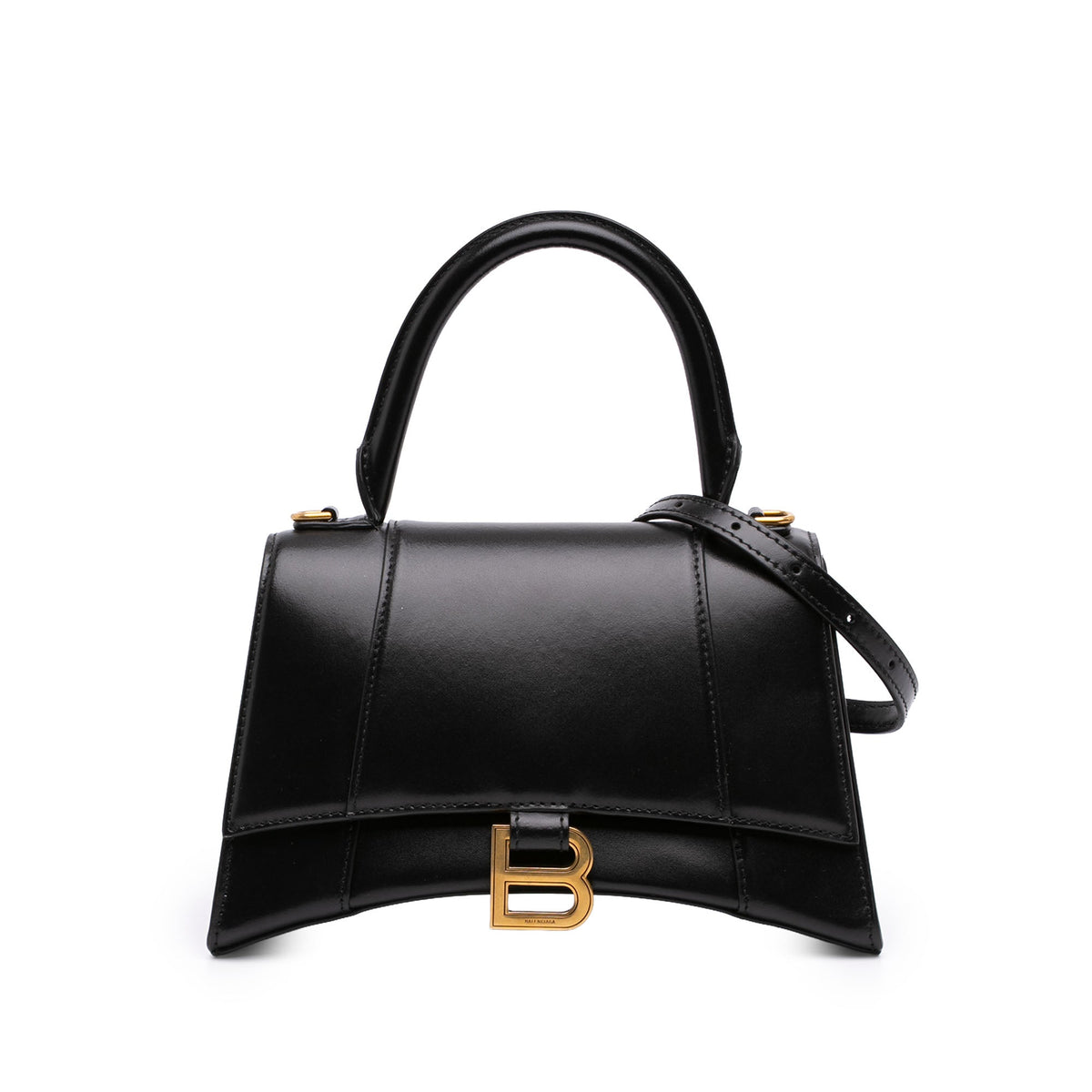Balenciaga Small Shiny Box Calfskin Hourglass Top Handle Bag
