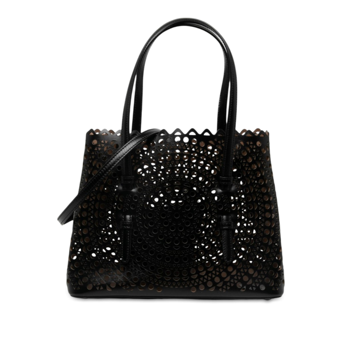 ALAÏA Vienne Calfskin Laser Cut Mina 25 — Black