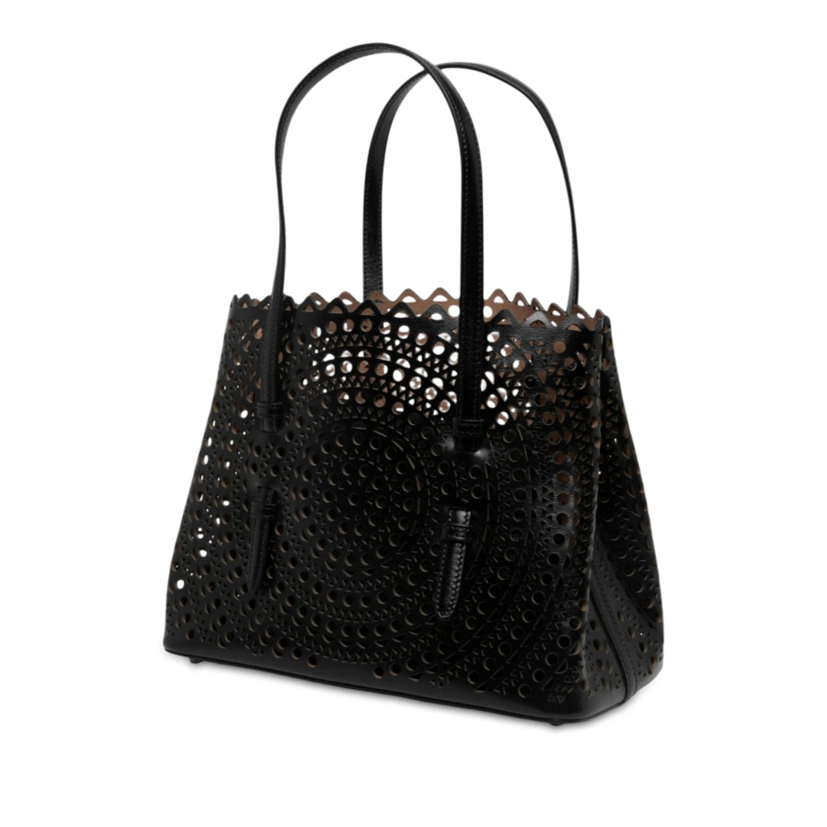 ALAÏA Vienne Calfskin Laser Cut Mina 25 — Black
