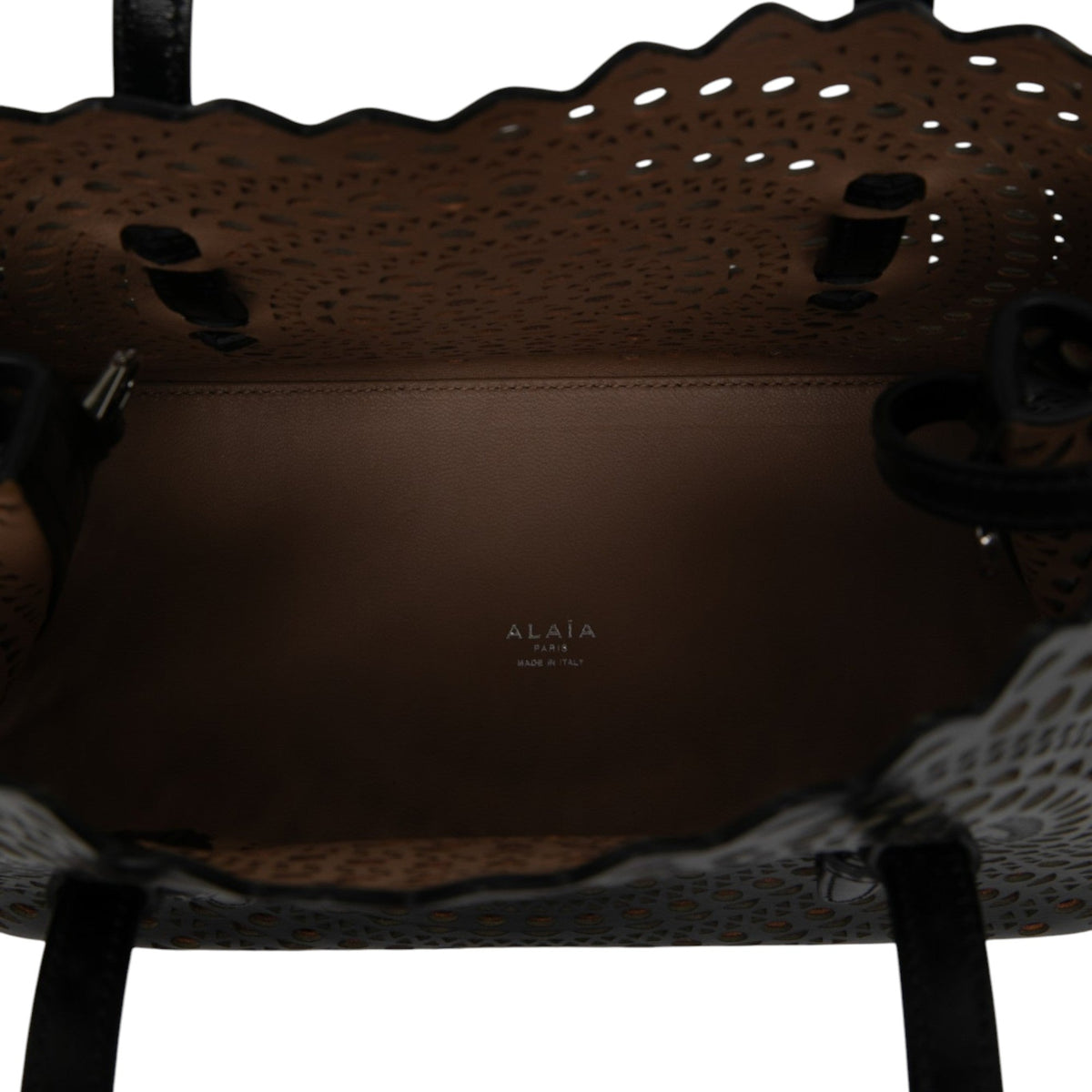 ALAÏA Vienne Calfskin Laser Cut Mina 25 — Black