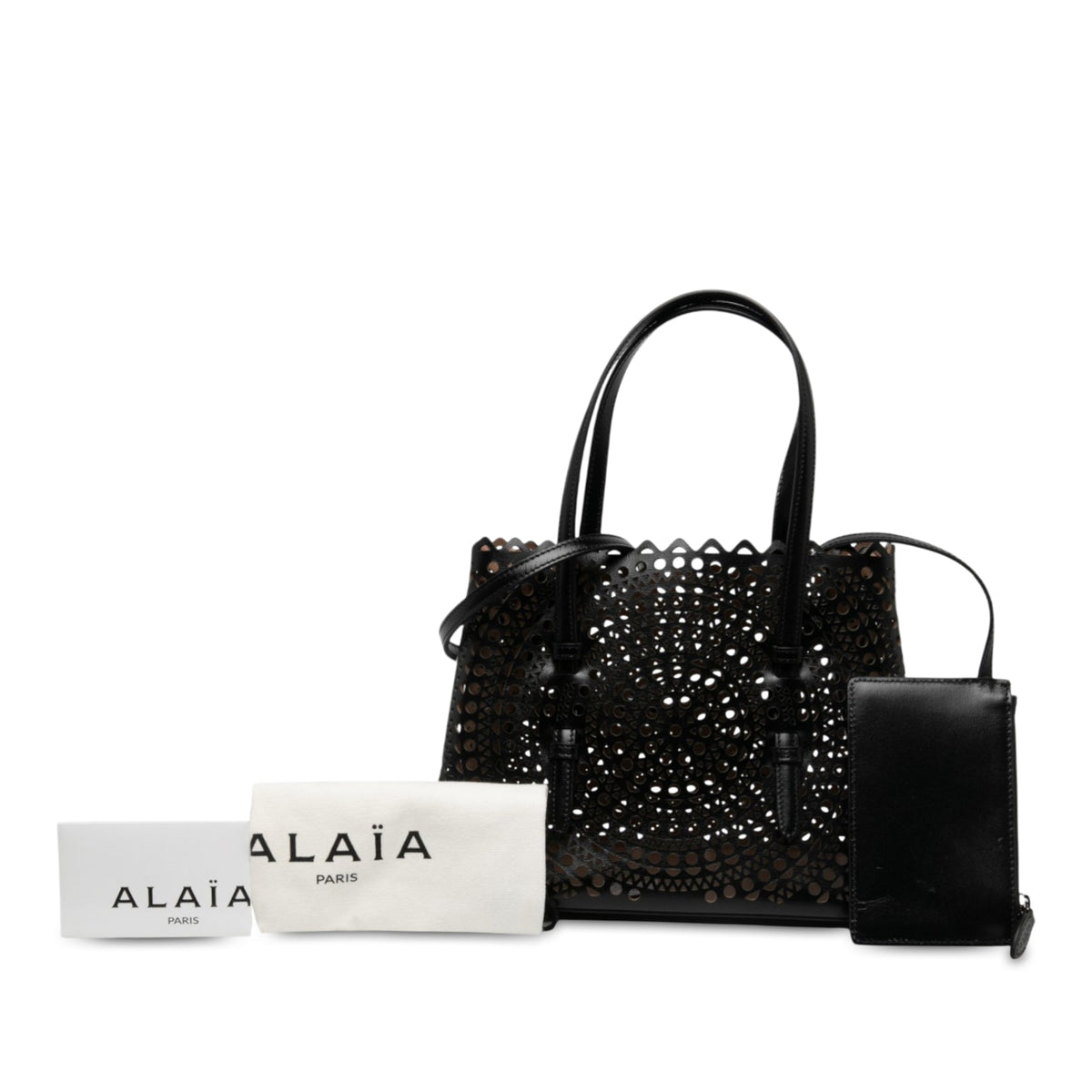 ALAÏA Vienne Calfskin Laser Cut Mina 25 — Black
