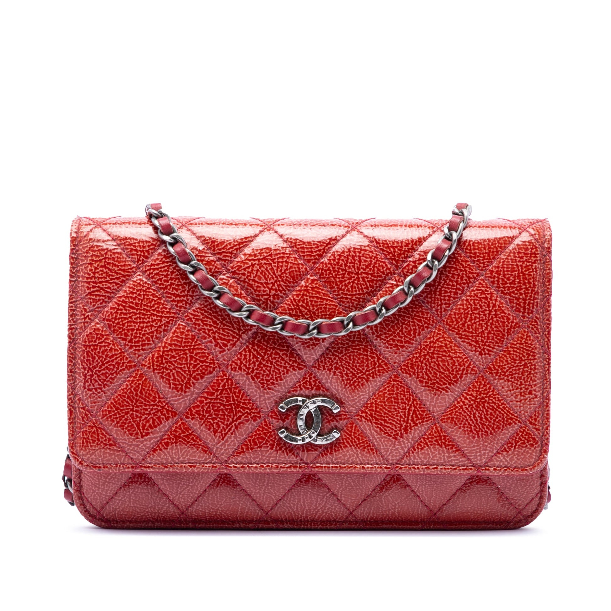 Chanel Paris Dallas CC Quilted Patent Goatskin Wallet on Chain