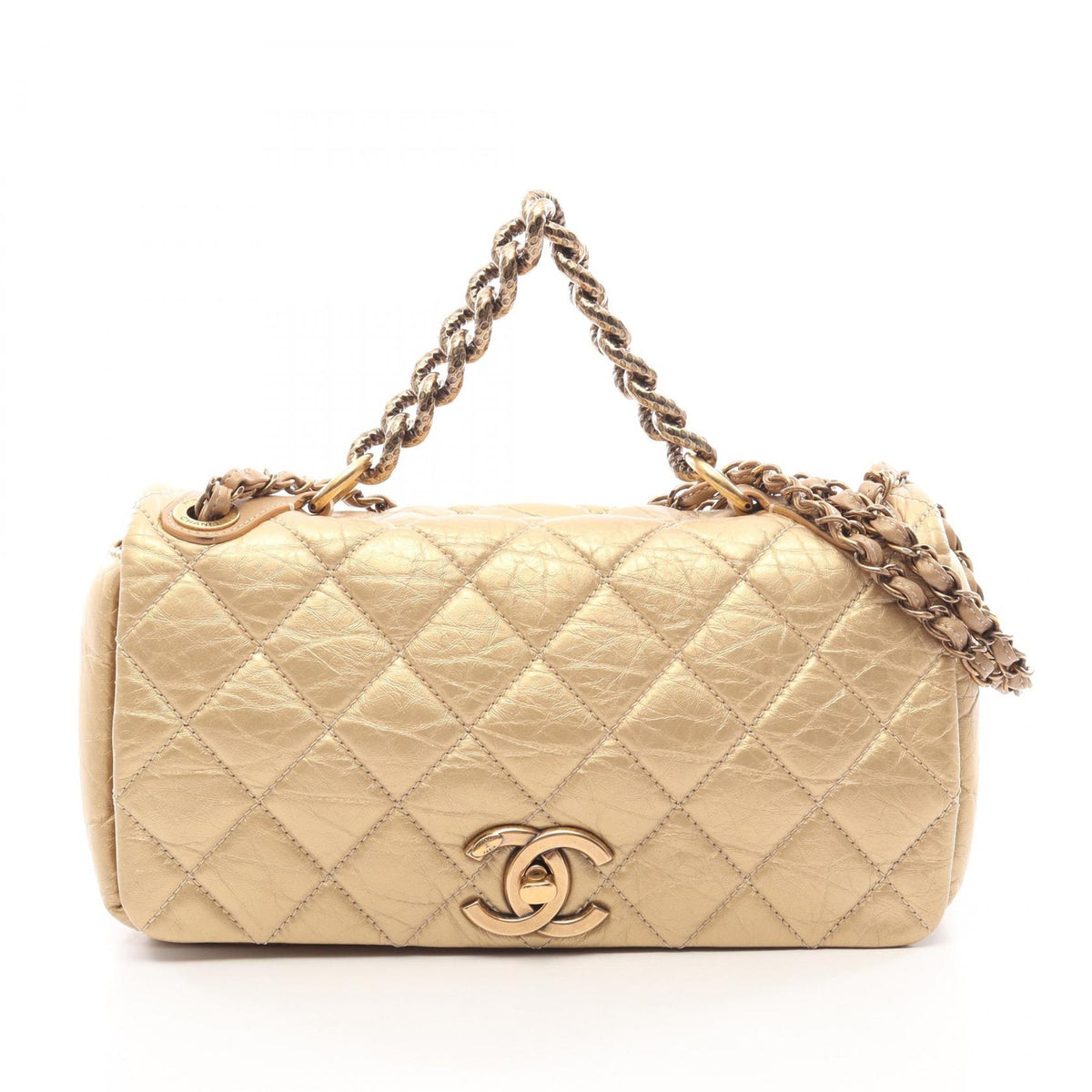 Chanel Medium Quilted Aged Calfskin Pondicherry Flap — Gold