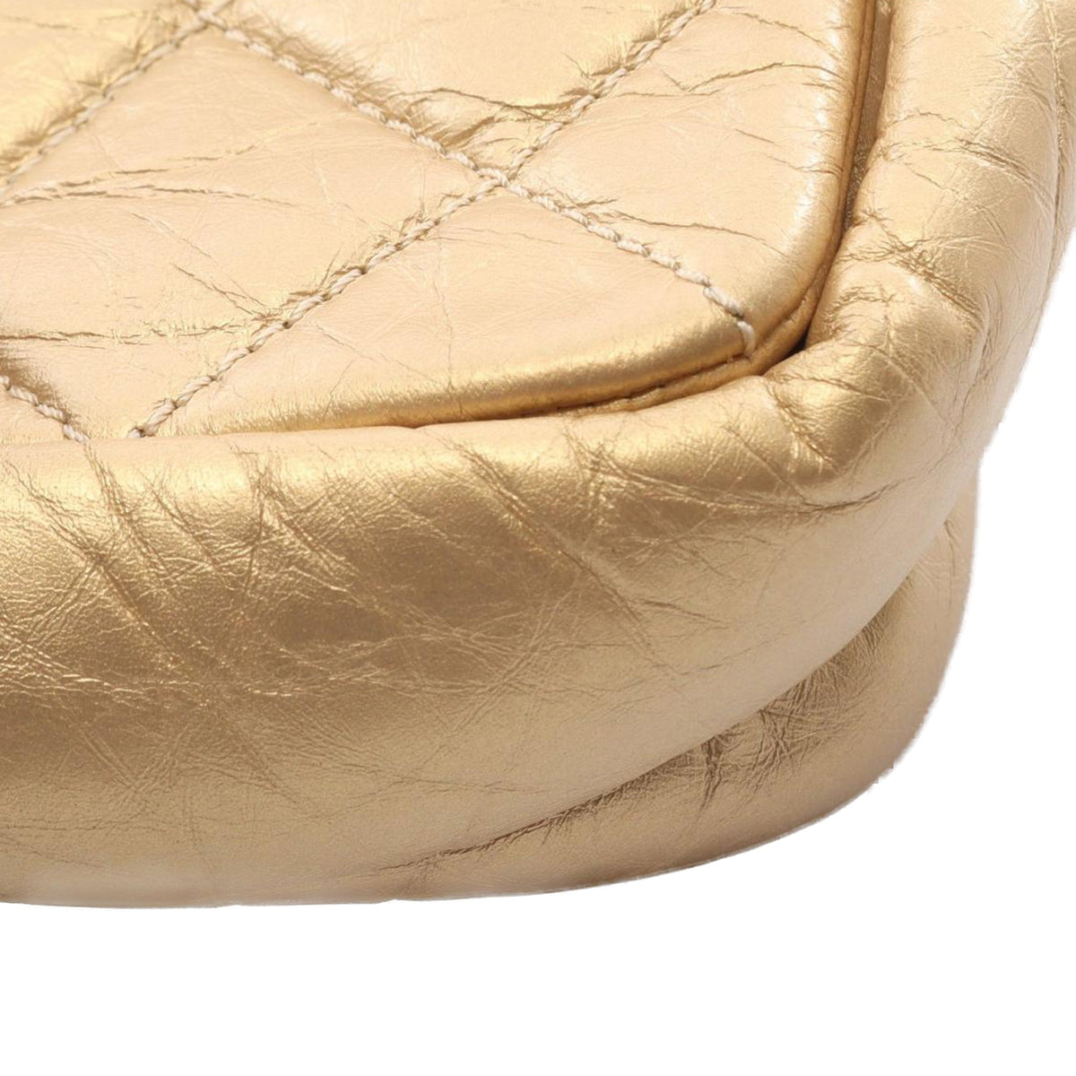 Chanel Medium Quilted Aged Calfskin Pondicherry Flap — Gold