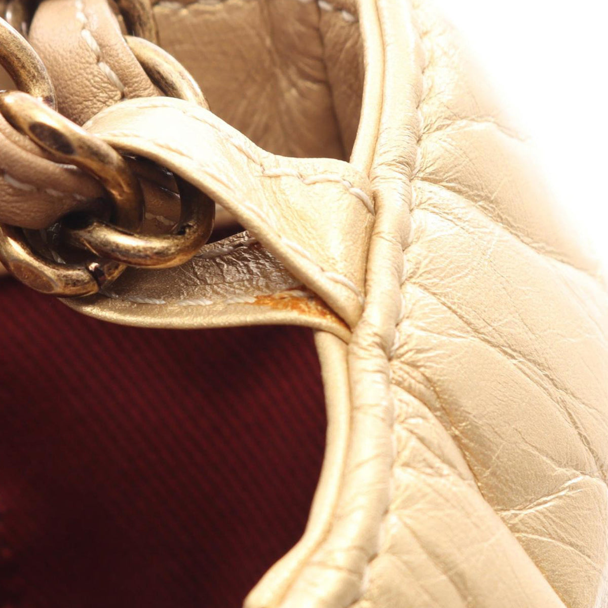 Chanel Medium Quilted Aged Calfskin Pondicherry Flap — Gold