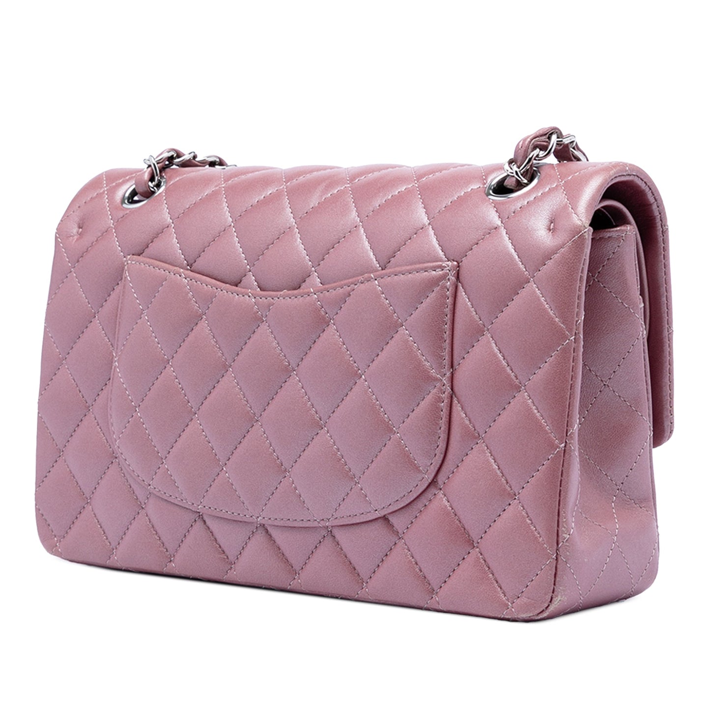 Medium Metallic Classic Lambskin Double Flap
