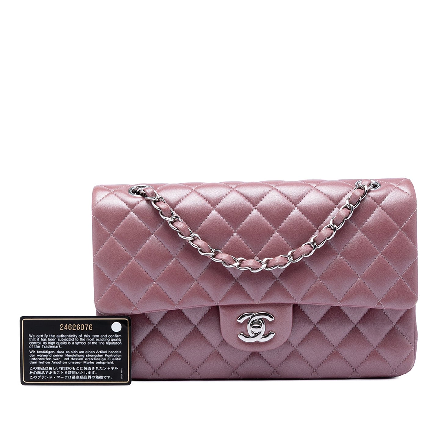 Medium Metallic Classic Lambskin Double Flap