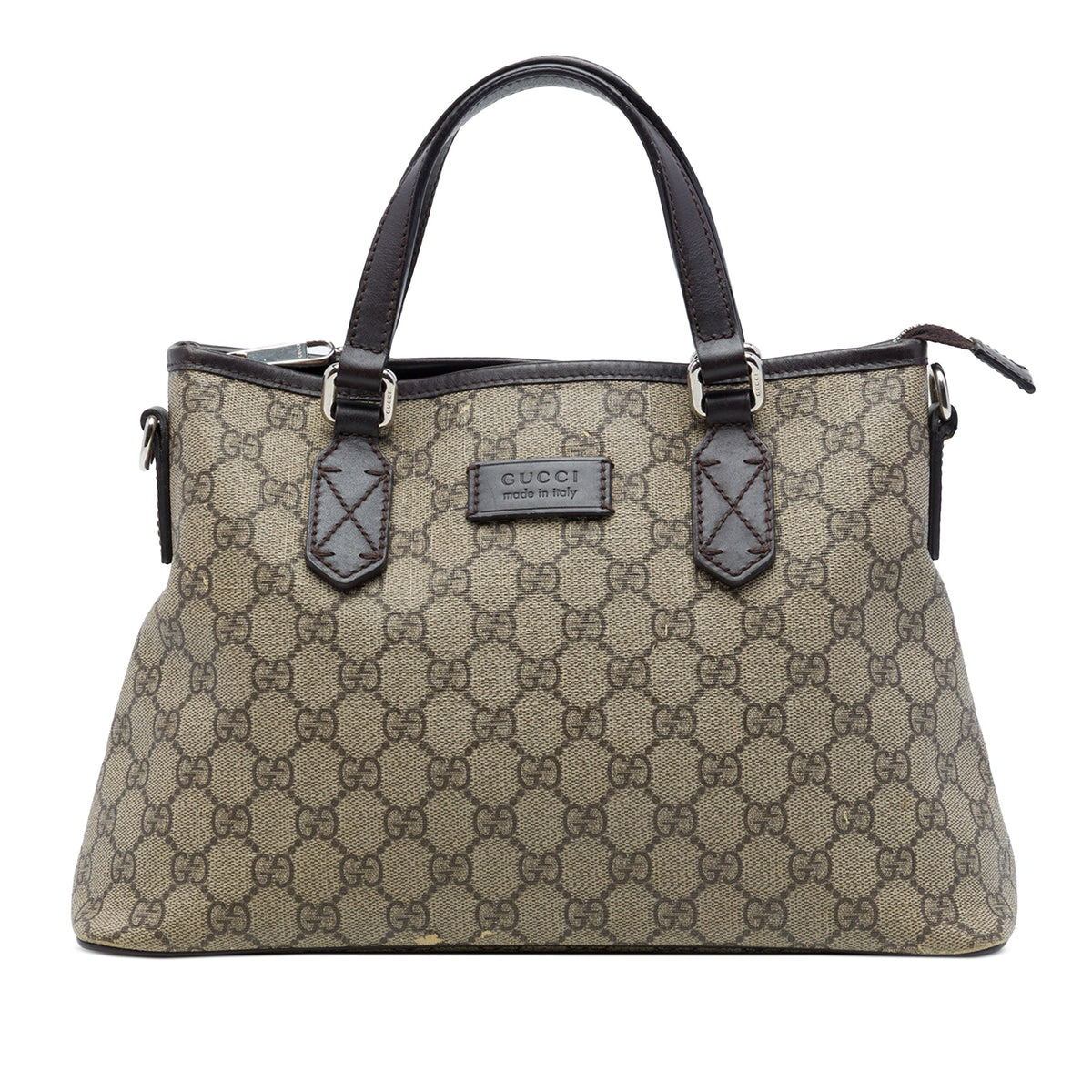 Gucci GG Supreme Zippered Tote — Beige
