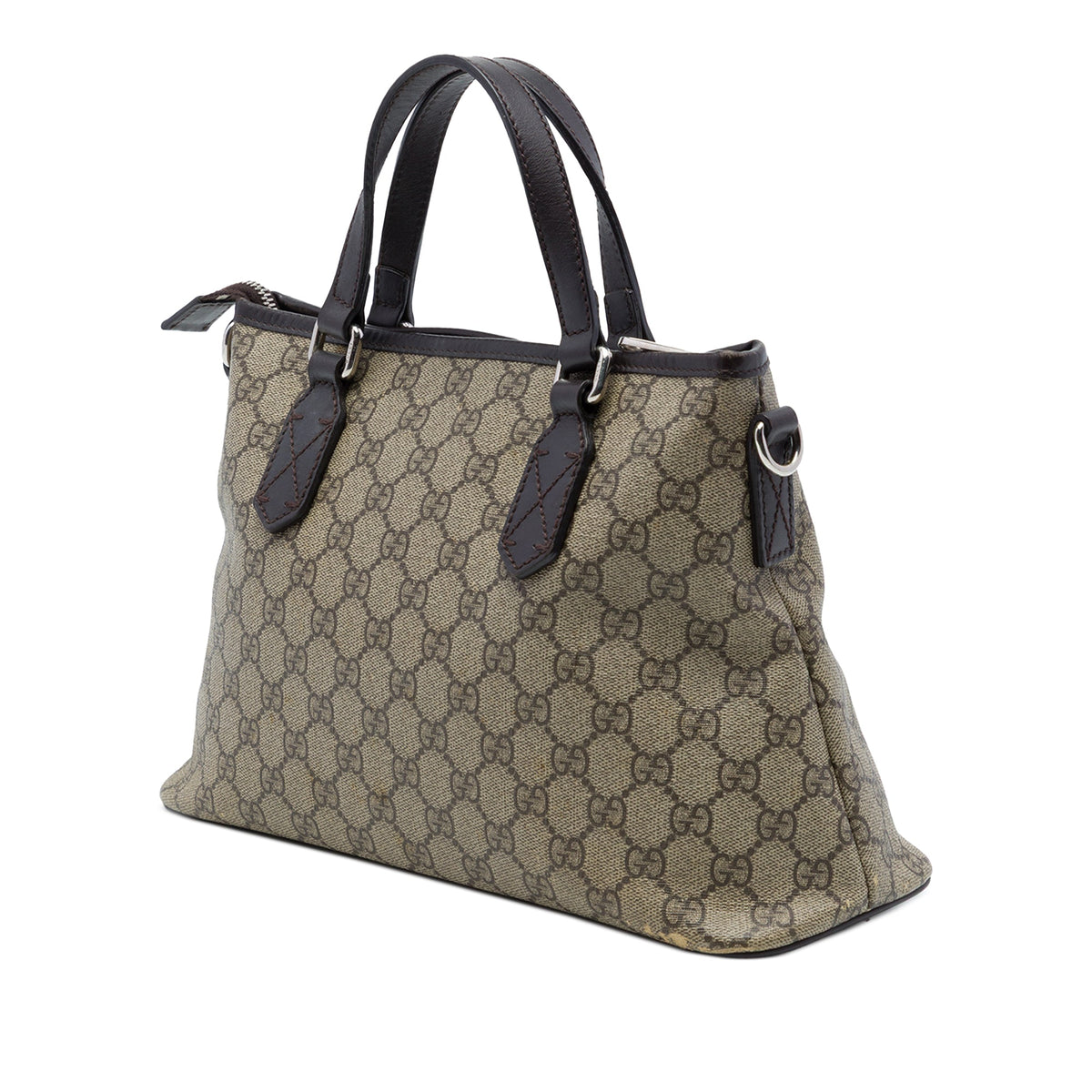 Gucci GG Supreme Zippered Tote — Beige