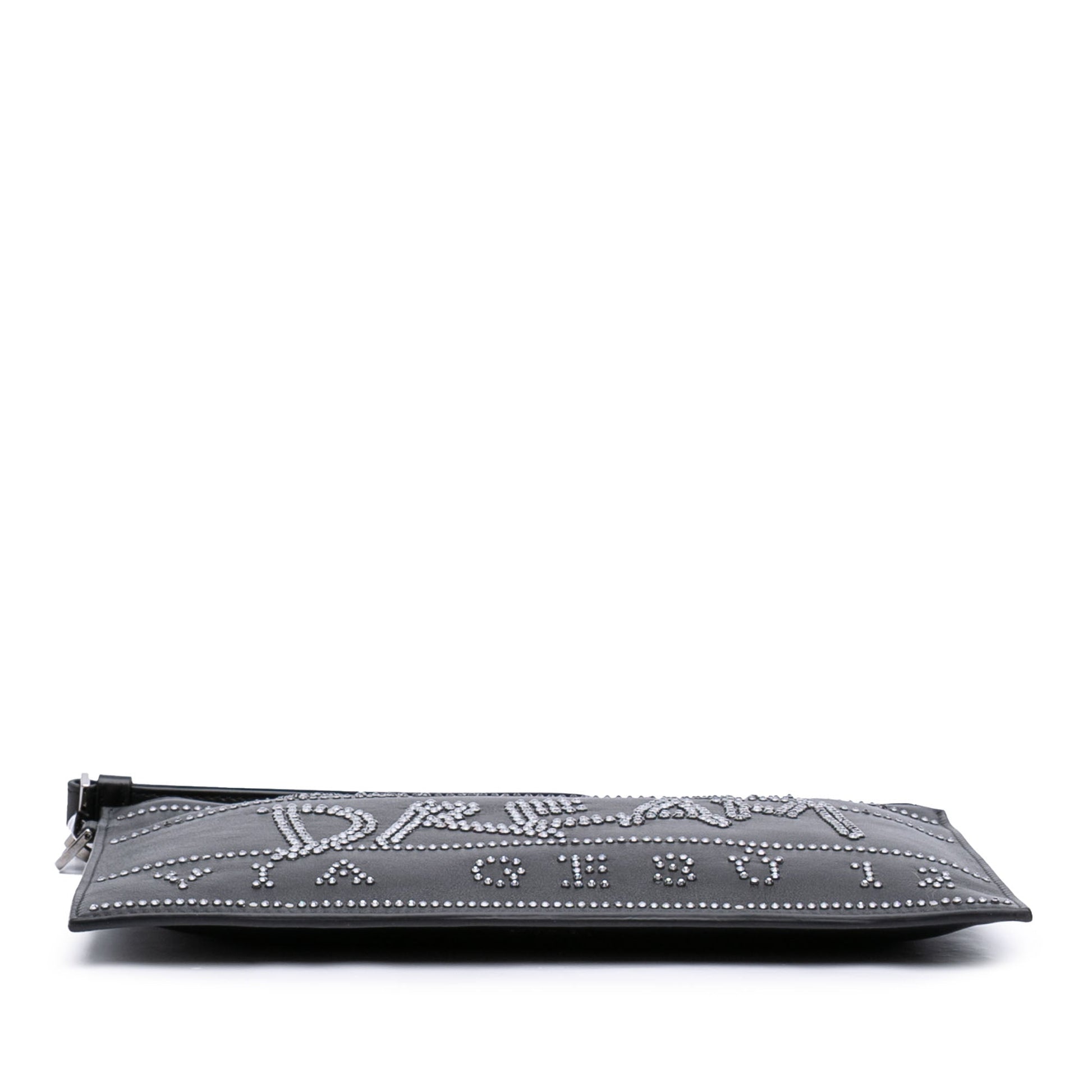 Versace Crystal Embellished Leather Clutch