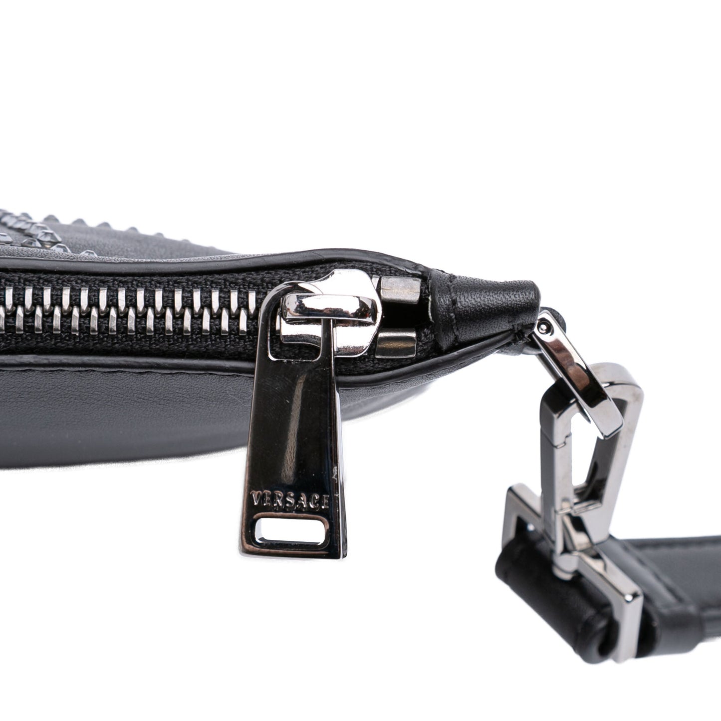 Versace Crystal Embellished Leather Clutch