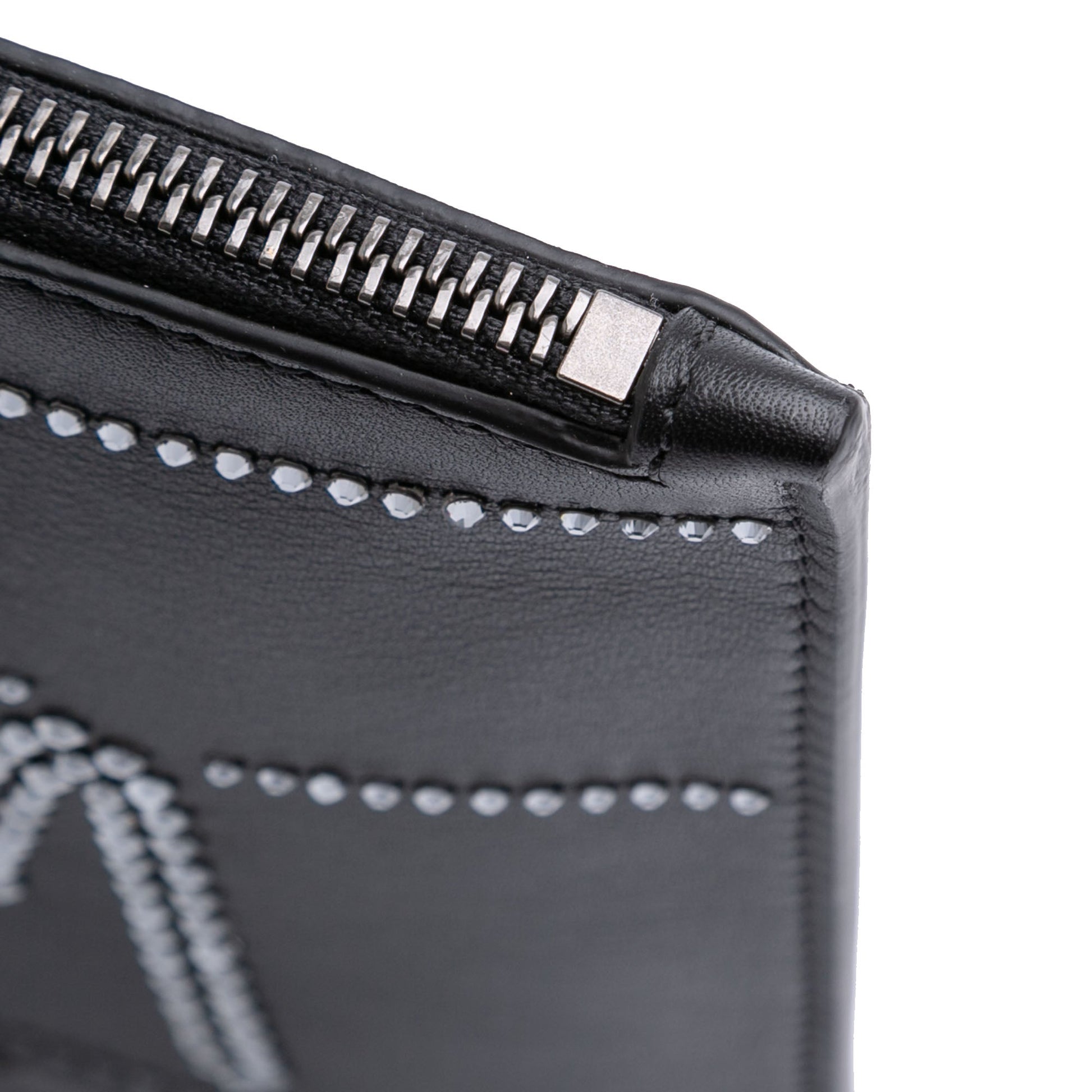Versace Crystal Embellished Leather Clutch