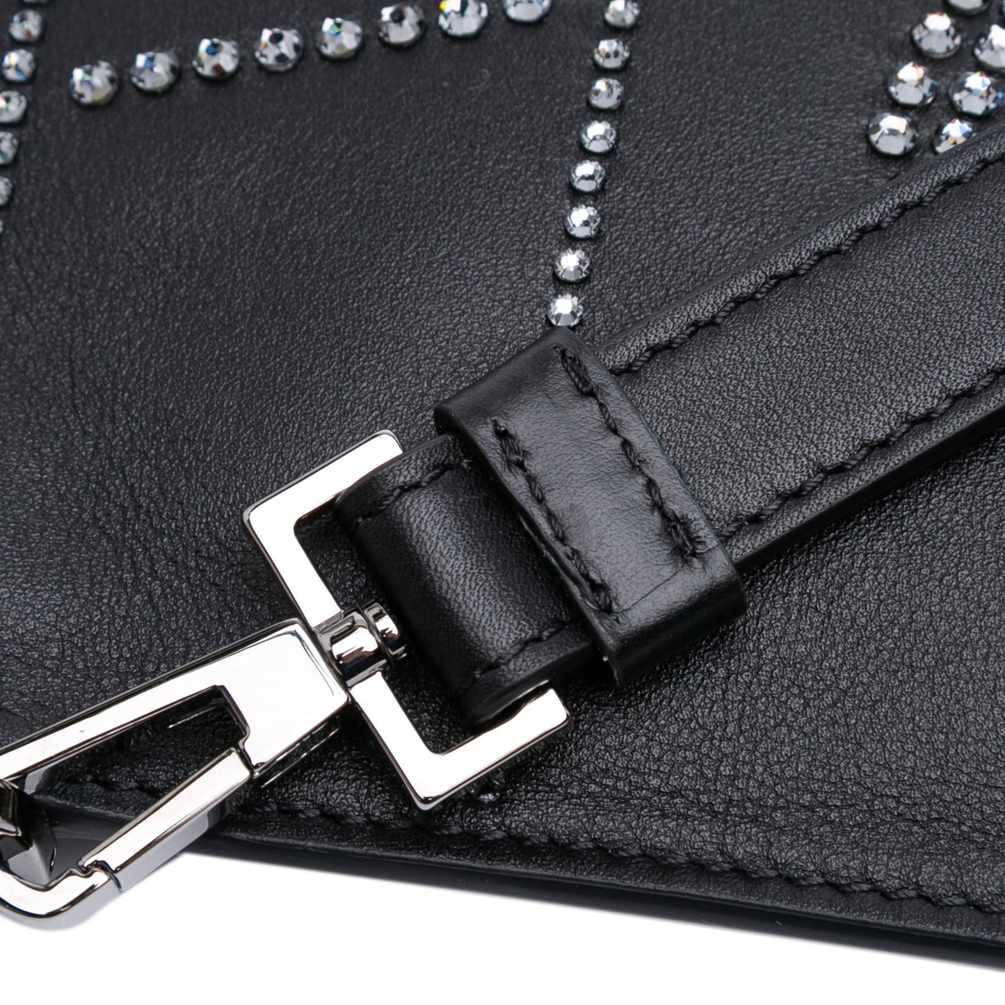 Versace Crystal Embellished Leather Clutch