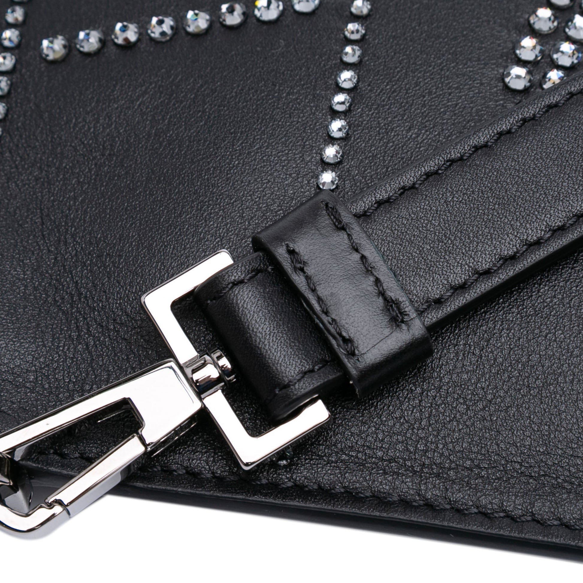Versace Crystal Embellished Leather Clutch