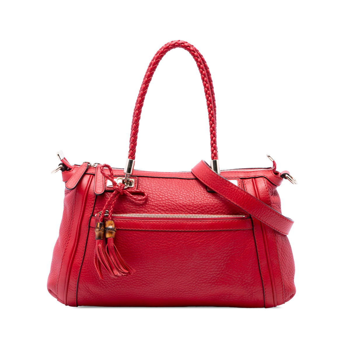 Gucci Pebbled Calfskin Bella Satchel — Red
