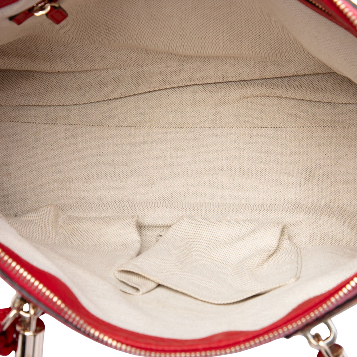 Gucci Pebbled Calfskin Bella Satchel — Red