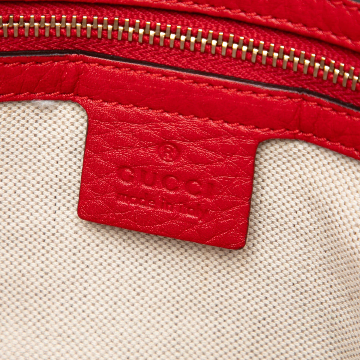 Gucci Pebbled Calfskin Bella Satchel — Red