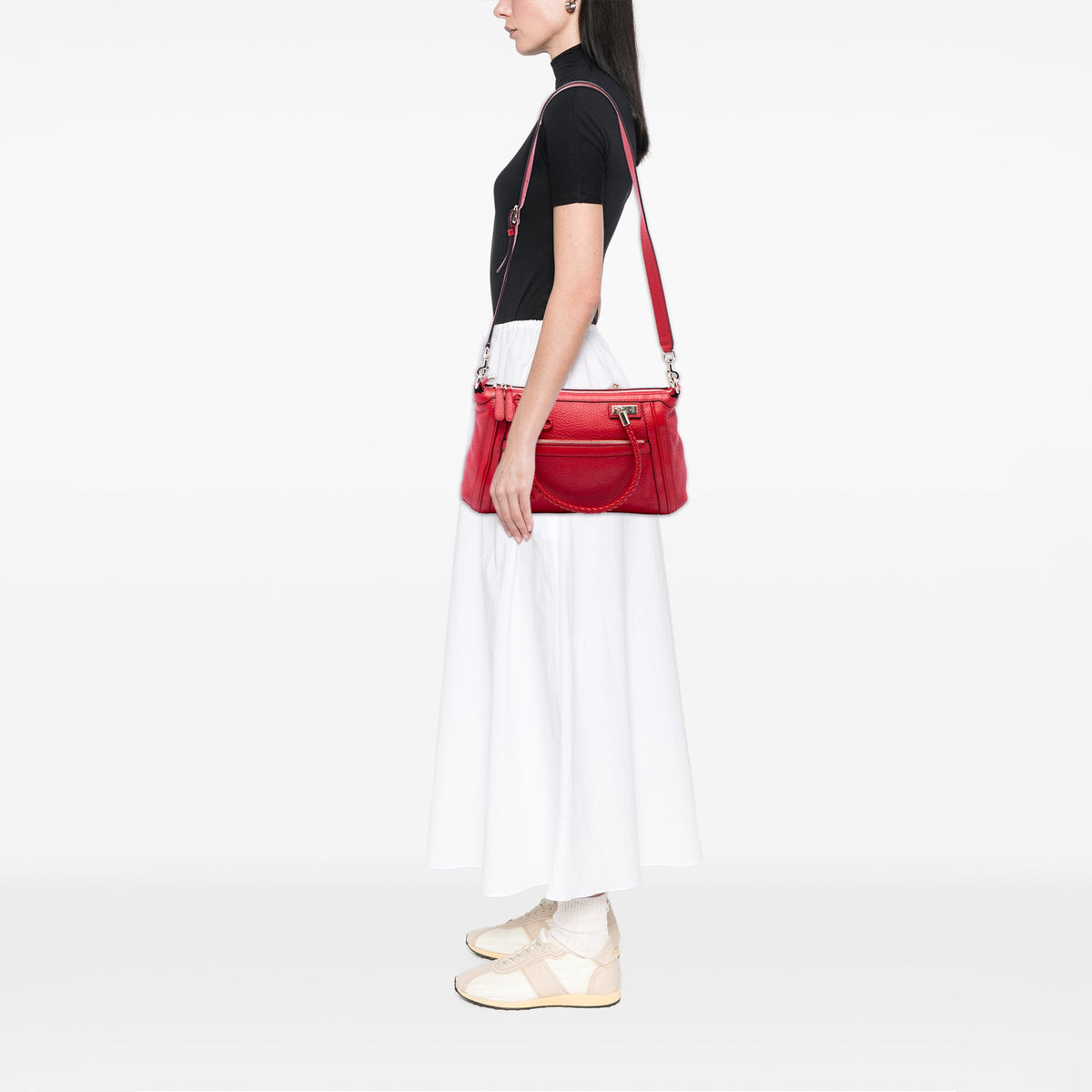 Gucci Pebbled Calfskin Bella Satchel — Red