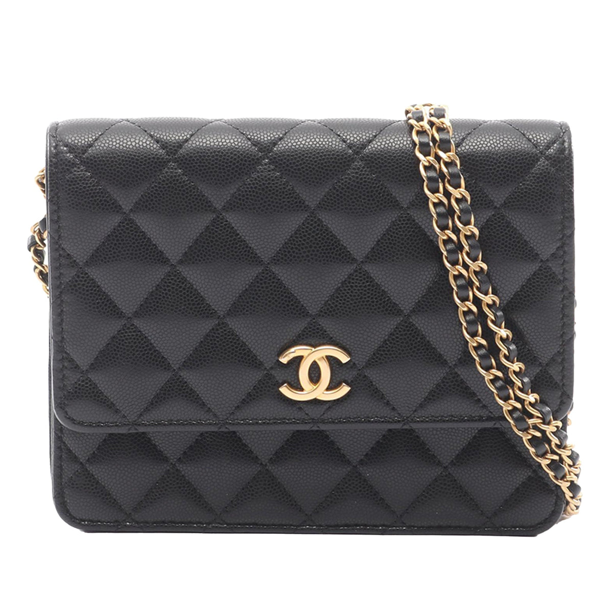 Chanel CC Square Quilted Caviar Wallet on Chain