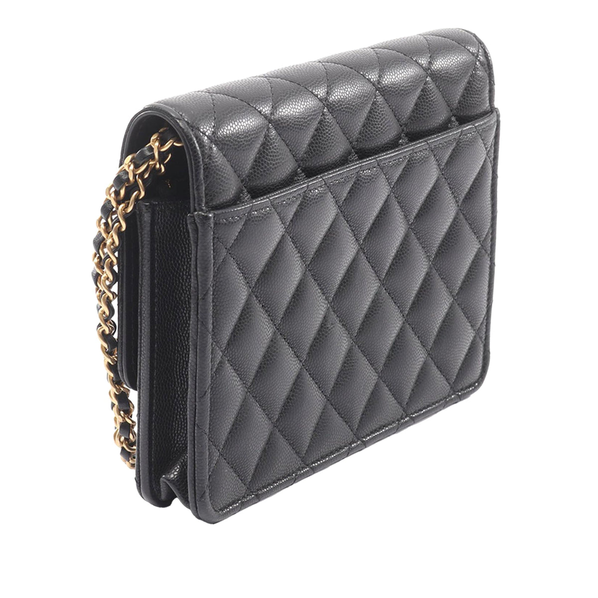 Chanel CC Square Quilted Caviar Wallet on Chain