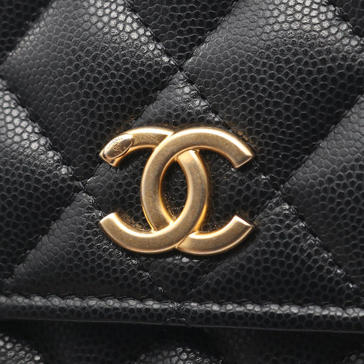 Chanel CC Square Quilted Caviar Wallet on Chain