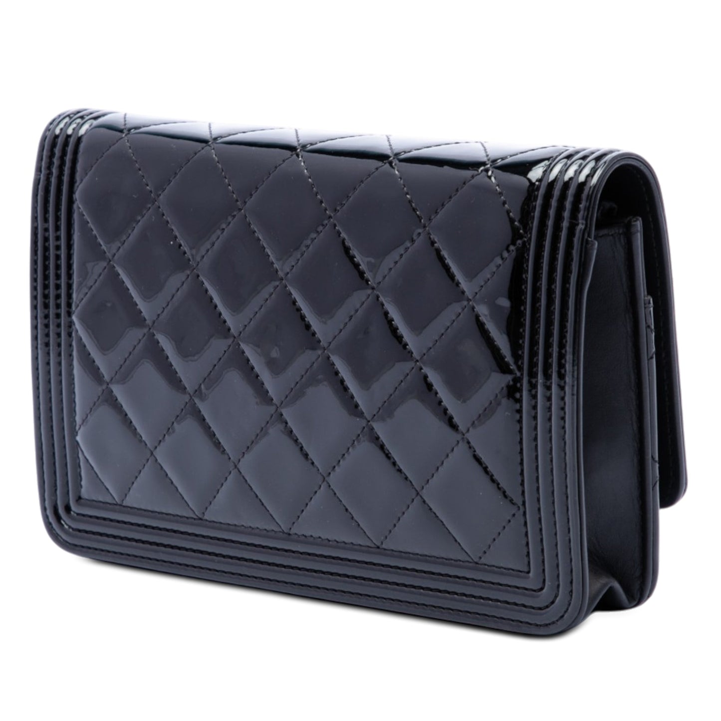 Chanel Quilted Patent Boy Wallet on Chain