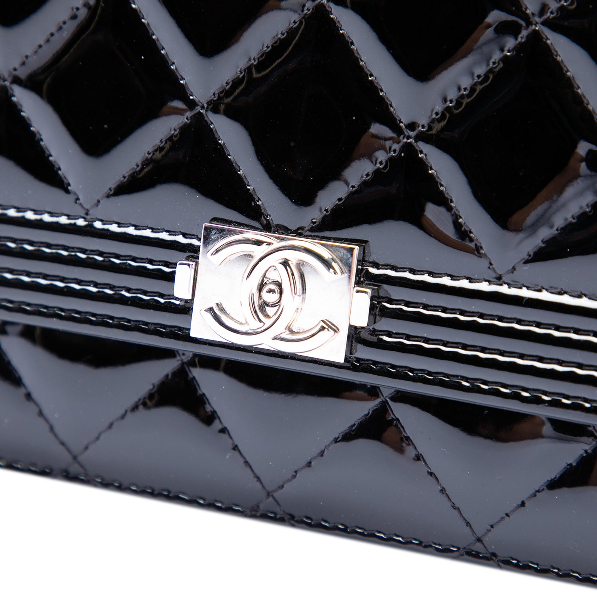 Chanel Quilted Patent Boy Wallet on Chain