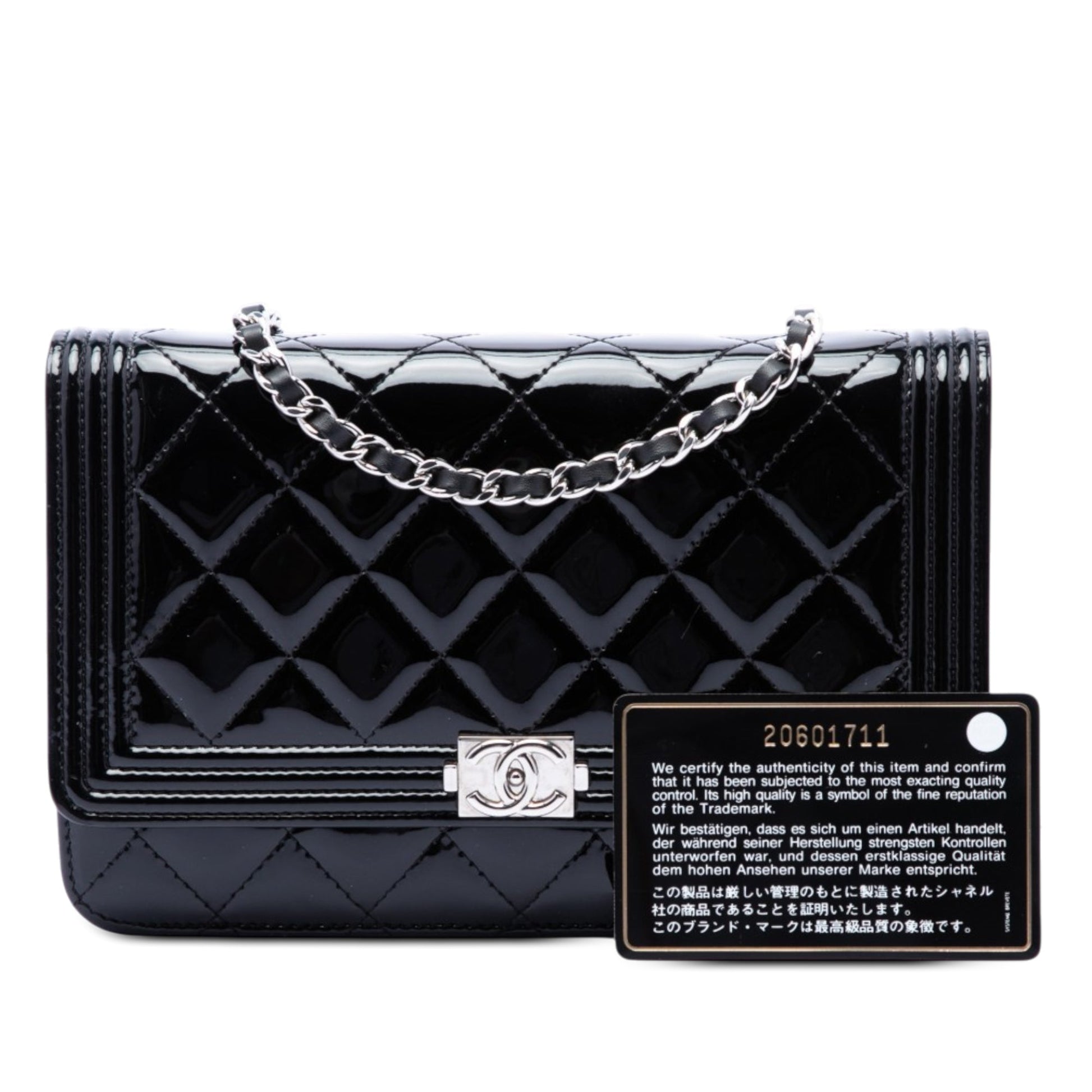 Chanel Quilted Patent Boy Wallet on Chain