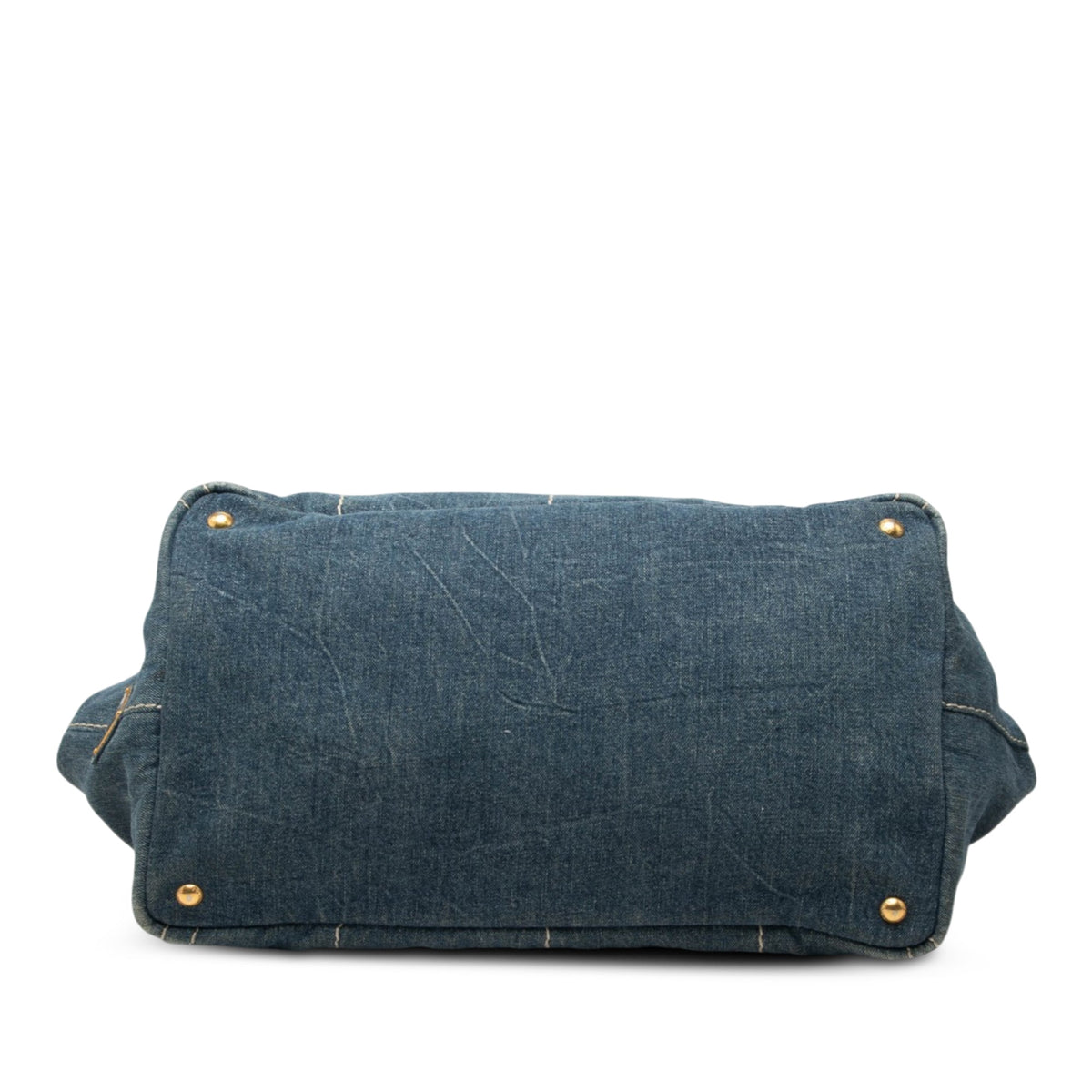 Prada Large Denim Canapa Logo Tote — Blue