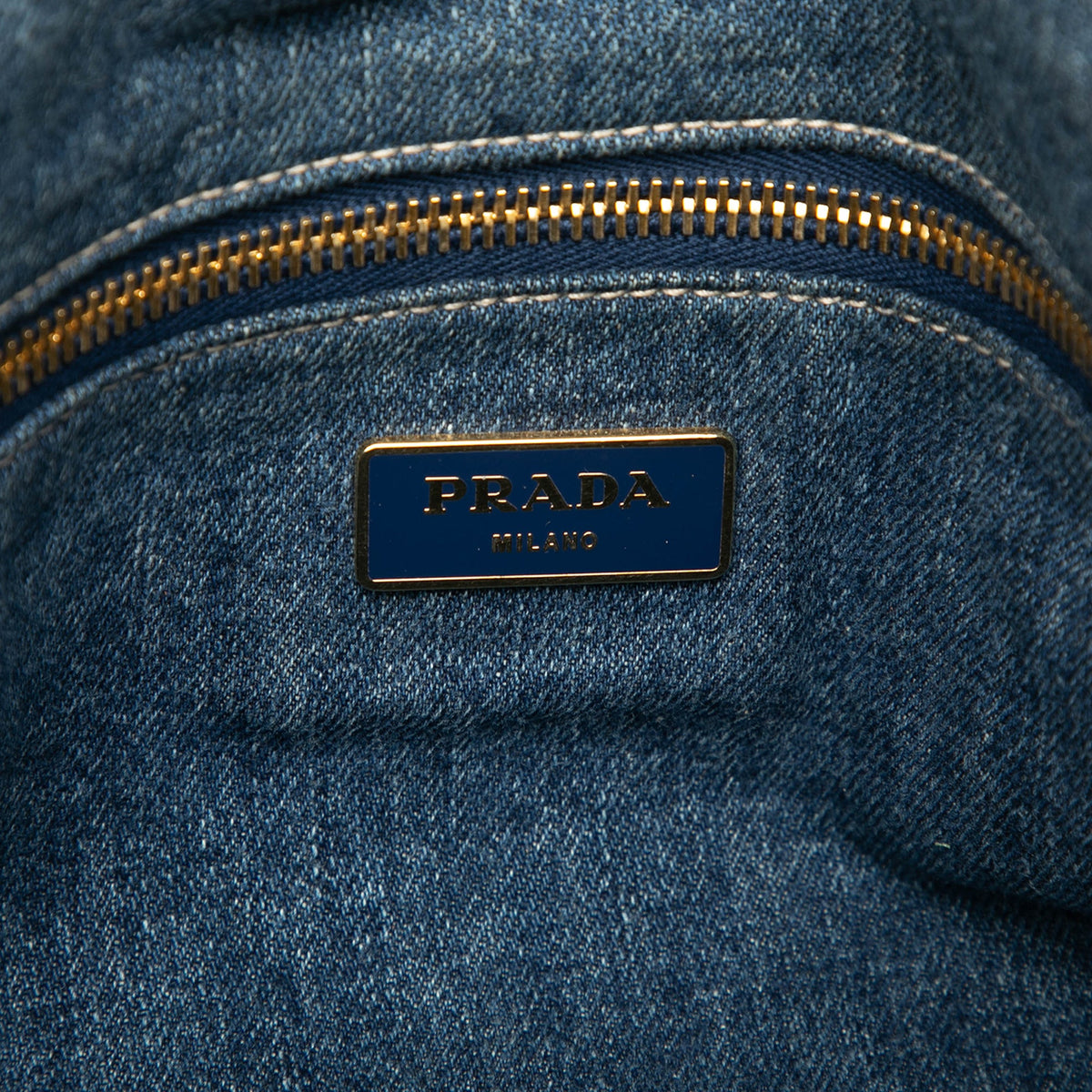 Prada Large Denim Canapa Logo Tote — Blue
