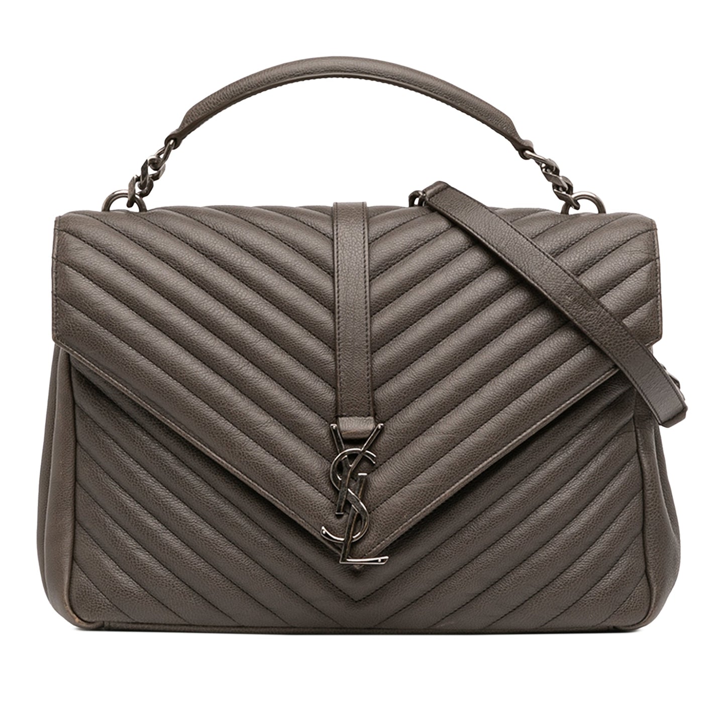 Saint Laurent Large Chevron Sheepskin Monogram College Bag