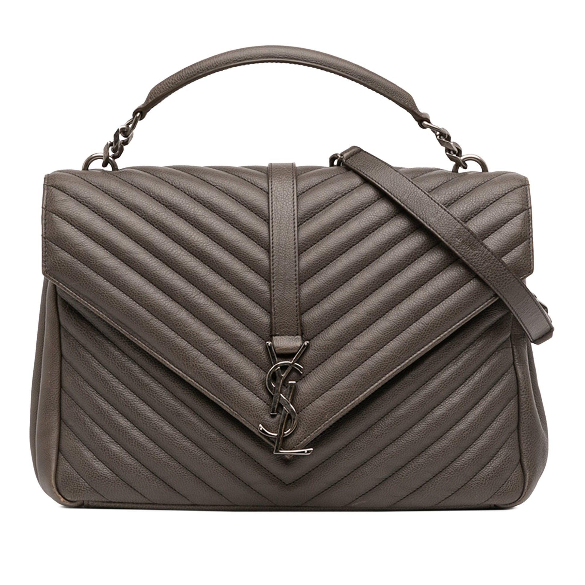 Saint Laurent Large Chevron Sheepskin Monogram College Bag