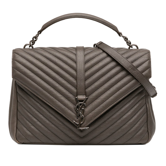 Saint Laurent Large Chevron Sheepskin Monogram College Bag