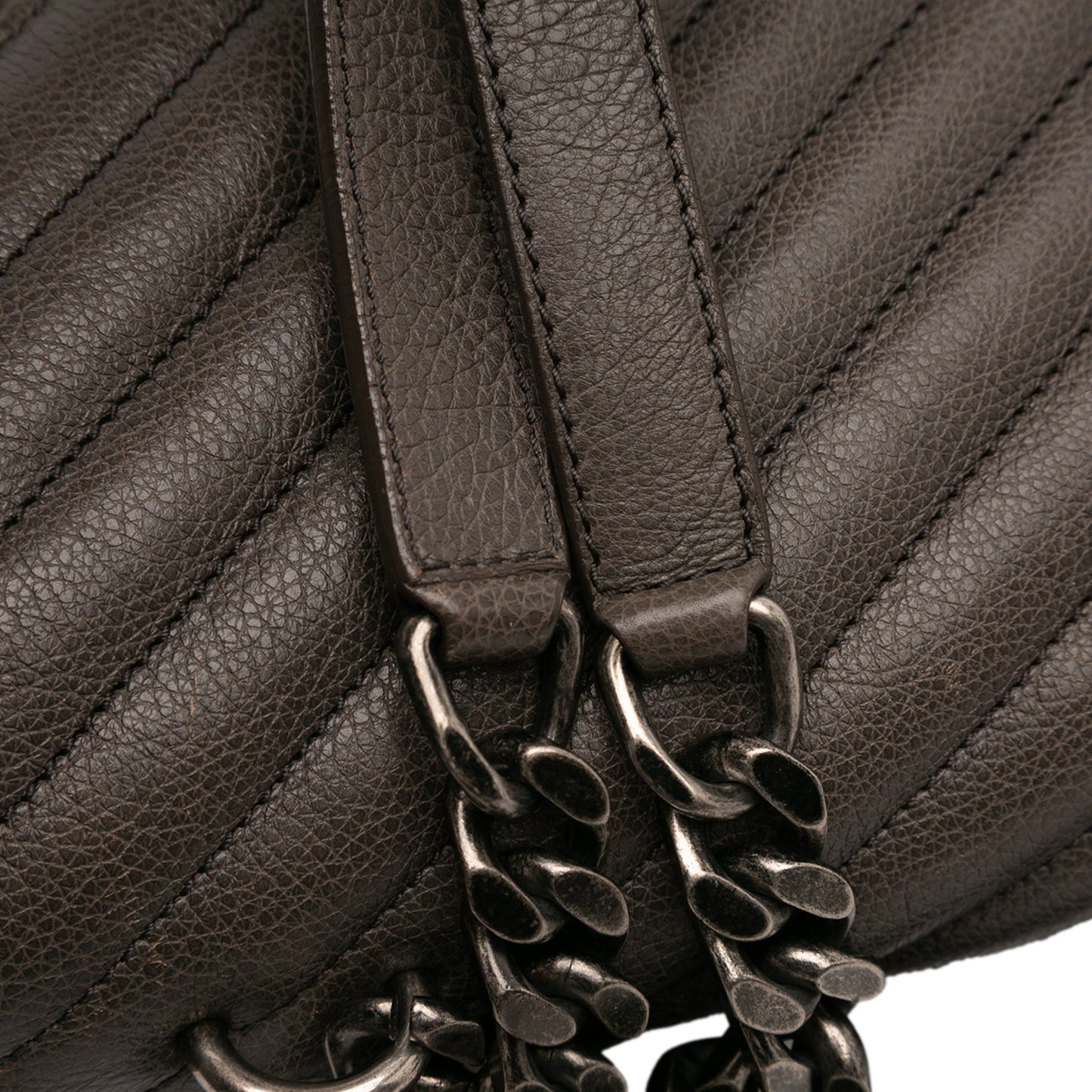 Saint Laurent Large Chevron Sheepskin Monogram College Bag