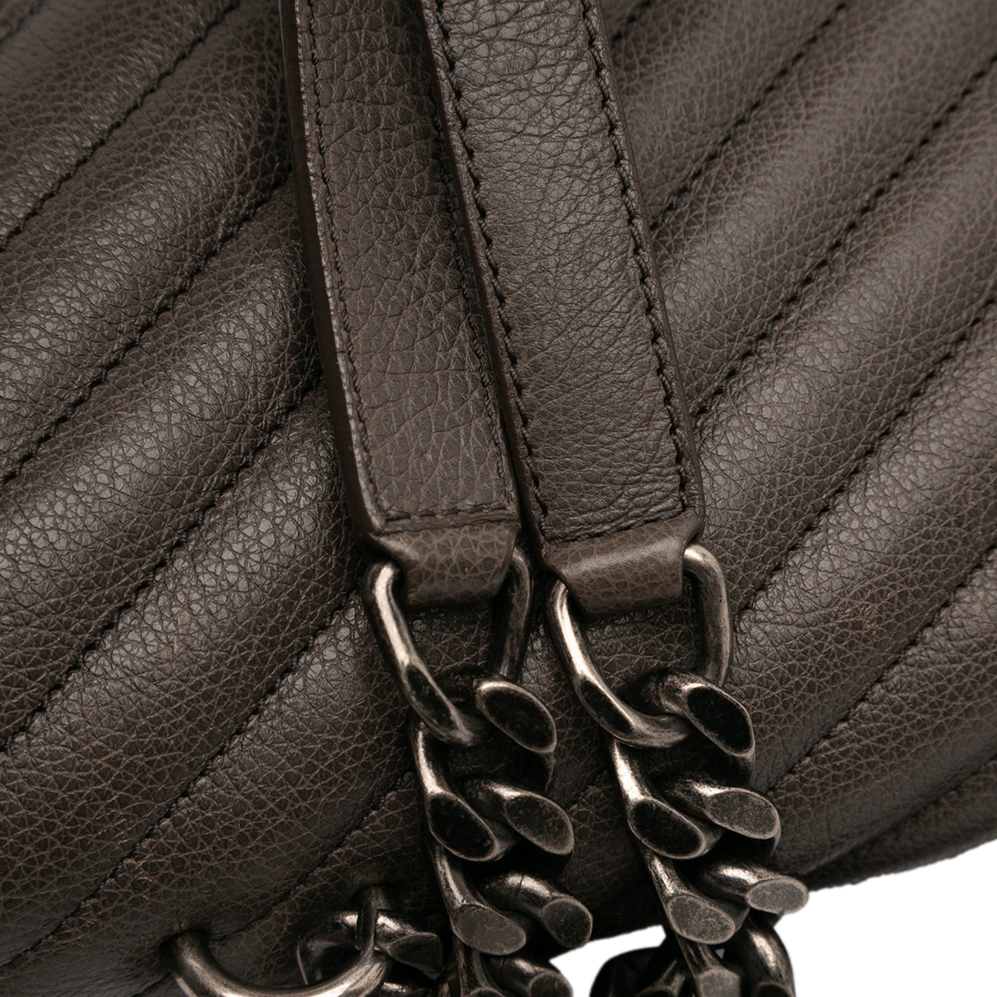 Saint Laurent Large Chevron Sheepskin Monogram College Bag